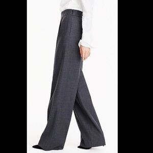 J Crew drapey wide leg high waisted dress pants charcoal wool size 8